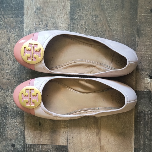 Tory Burch Minnie Cap Toe Ballet Flat Pink Sz 7.5 Women - Picture 1 of 17